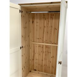 Pine double wardrobe with interior fitted for hanging W90cm, H179cm, D54cm