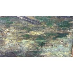 N Treliving (British 19th century): Impressionist Haytime Landscape, oil on canvas signed 38cm x 59cm