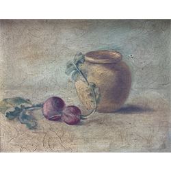 Continental School (18th/19th century): Still Life of Radishes and Pot, oil on canvas unsigned 17cm x 22cm
