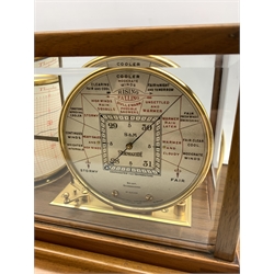Short and Mason 'Stormoguide' barograph retailed by Brights of Scarborough in glazed mahogany case with single drawer and graph charts W37cm