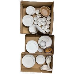 Quantity of white china to include Sutherland in three boxes 