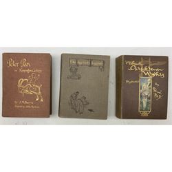Thomas Ingoldsby - Ingoldsby Legends illustrated by Arthur Rackham with tipped in plates 1929 in grey boards, J.M.Barrie -  Peter Pan in Kensington Gardens illustrated by Arthur Rackham 4th ed 1907 and The Arabian Nights illustrated by Rene Bull 1912 (3)