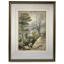 English School (19th/20th century): Carrying Wood Down Hill, watercolour signed with initials WS 38cm x 26cm 