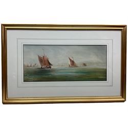 After Thomas Bush Hardy (British 1842-1897): Ships at Full Sail, pair watercolours signed 'TB Hardy' 23cm x 53cm (2)