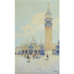  Italian School (20th century): Venetian Plaza, watercolour indistinctly signed 29cm x 18cm  