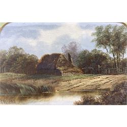 Charles Greville Morris (British 1861-1922): Rural Landscapes, triptych gouache on card signed 11cm x 55cm