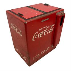 Kelvinator - mid-20th century 'Coca Cola' chest fridge, hinged top with logo to interior, with bottle opener fitted to side circa. 1940s