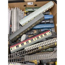 Model Railway including Tri-ang Locomotives, small quantity of track and other accessories, various gauges in two boxes