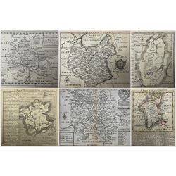 Richard Blome (British 1635-1705): 'A Mapp of Ye County of Hereford with its Hundreds', 17th century engraved map pub c1673, 19cm x 24cm; Thomas Badeslade (British c1715-1750): 'Nottinghamshire' and 'Worcestershire', pair 18th century engraved maps pub. c1741, 16cm x 18cm; together with another similar, a rare map of Worcester by I Cowley and a rare map of Leicester (6)