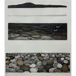 Elizabeth Morris (British Contemporary): 'Seascape I II III', coloured etching signed titled and numbered 19/50 in pencil 46cm x 38cm