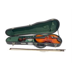 Chinese Skylark violin with earlier bow in case 