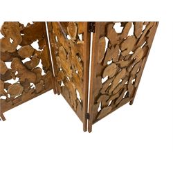 Sculptural four panel screen comprised of hardwood cross sections 200cm x 248cm
