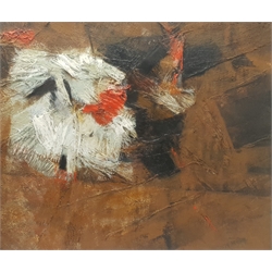 Reginald John 'Reg' Williams (York 1928-1992): Untitled, abstract mixed media with pigmented resin and fibreglass unsigned 62cm x 75cm 
Notes: Reg Williams was a member of the 'York Four' along with fellow artists Russell Platt (see lots 385 and 386) and John Langton, and studio potter David Lloyd Jones. This work was probably produced in the 1950s, when Williams pioneered this method of working with resin and fibreglass, which he also used to produce stained-glass effect windows such as those in St Michael's Church, Wombwell. Born in Birmingham, Reg studied at the Royal College of Art, where he was made a Royal Scholar in 1955, and graduated in 1957. He was a Senior Lecturer at the York School of Art 1957-1986, during which time he was a founder member of the York Four in 1963. His work is in the permanent collection of York Art Gallery, and commissions by him can be found at St Michael & All Angels Church, Wombwell, and The Retreat, York. He exhibited at the Royal Academy, the Austen Hayes Gallery, York, the New Contemporaries, and more. His daughter Sarah is also an established artist. 
Our thanks to the artist's daughters Leslie and Sarah for their help in cataloguing this lot.