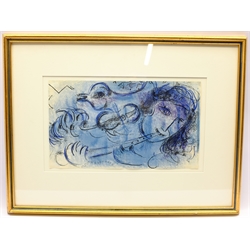 Marc Chagall (French 1887-1985): 'Le Joueur de Flute' - The Flute Player, colour lithograph probably pub. Mourlot Freres 1957, 23cm x 39cm