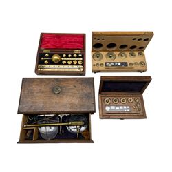 Sikes hydrometer by Loftus, Beaufort Terrace, London, set of 19th century travelling balance scales and two boxes of chemical weights