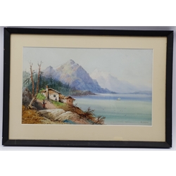  Frank Catano (Italian fl.1880-1920): Coastal Scene with Figures and Cottage, watercolour signed 28cm x 48cm  