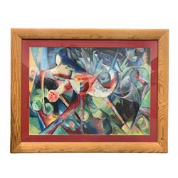 After Franz Marc (German 1880-1916): 'Deer in the Flower Garden', print signed with monogram in the plate 53cm x 73cm