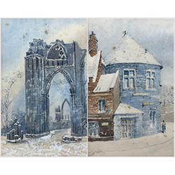 William James Boddy (British 1831-1911): 'Marygate Postern' and 'St Mary's Abbey' York, pair watercolours heightened with white unsigned, titled in the artist's hand 25cm x 17cm (2)