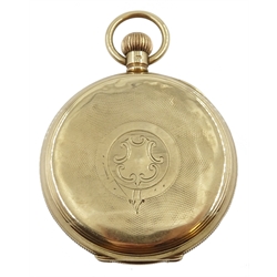 Edwardian 9ct gold pocket watch top wind, movement stamped 'Warranted English', No.11828, case by Aaron Lufkin Dennison, Birmingham 1909