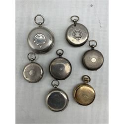 Victorian silver lever fusee pocket watch by D. A. Olswang, Sunderland, five other Victorian and later silver pocket watches and a gold-plated pocket watch by Waltham