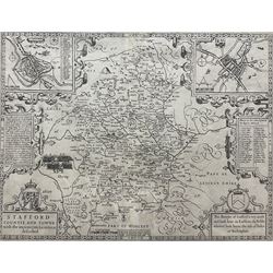 After John Speed (British 1552-1629): 'Stafford Countie and Towne with the ancient Citie Litchfield described', engraved 18th century map 39cm x 50cm