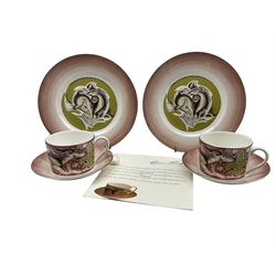 Wedgwood 'Genius Collecfour-piecetion' Susie Cooper Recumbent Deer pattern four piece set and a cup and saucer, both boxed
