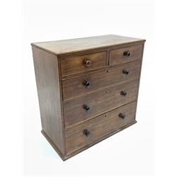 19th century oak chest with reeded top over two short and three long graduated drawers, W100cm, H100cm, D51cm