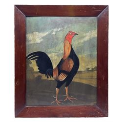 English Naive School (19th century): Portrait of a Prize Cockerel, oil on panel unsigned 43cm x 34cm