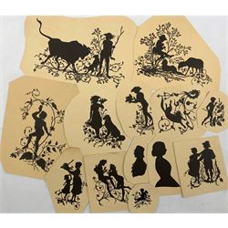 Collection of silhouettes on laid paper, max 21cm x 24cm (25)