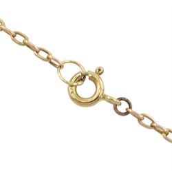 Edwardian 15ct gold diamond heart pendant, suspending from a 10ct rose gold turquoise set knot necklace