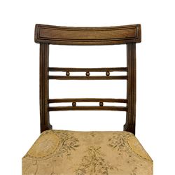 Set six 19th century mahogany dining chairs, the ladder back with reeded border, drop-in seats upholstered in neutral floral fabric (6)