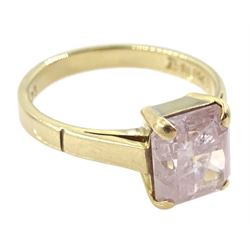18ct gold single stone radiant cut fancy light pink diamond ring, stamped 750 18ct, diamond approx 2.50 carat