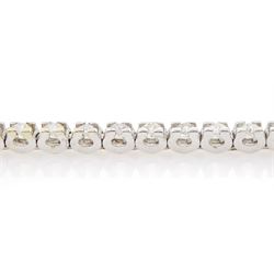 18ct white gold round brilliant cut diamond line bracelet, stamped 750, total diamond weight approx 1.40 carat