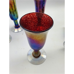 Set of six John Ditchfield Glasform iridescent goblets 19cm (6)
