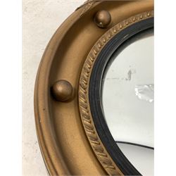 Regency design gilt framed convex wall mirror D36cm