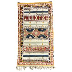 Turkish flat weave and knotted rug, decorated with geometric patterns and motifs