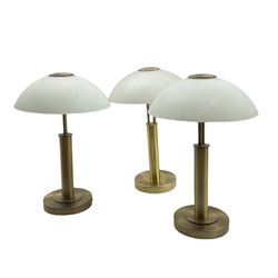 Set of three modern brass and glass table lamps (3)