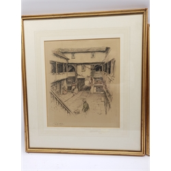 Cecil Aldin (British 1870-1935): 'The New Inn Gloucester' and 'The George Inn Dorchester', two chromolithographs from the Old English Inns series signed in pencil with Fine Art Trade Guild Blindstamp 41cm x 35cm and 36cm x 41cm (2)