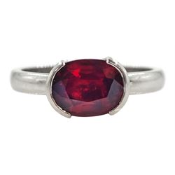 18ct white gold single stone ruby ring, Birmingham 2002, ruby approx 1.50 carat