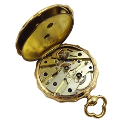 Swiss 18ct gold ladies pocket watch, key wound, hallmarked