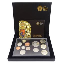The Royal Mint United Kingdom 2009 proof twelve coin set, including Kew Gardens fifty pence, in plastic display and card display box, with certificate