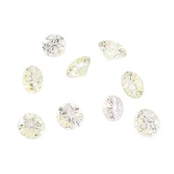 Nine loose round brilliant cut diamonds, total diamond weight approx 1.25ct