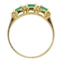 14ct gold emerald and round brilliant cut diamond ring, stamped 585 