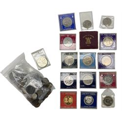 Great British and World coins, medallions, fantasy coins and replicas, including commemorative crowns, pre decimal coinage etc