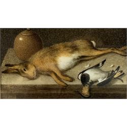 William Cruikshank (British 1849-1922): Still Life of Dead Game Mallard and Rabbit, near pair watercolours on ivory signed max 8cm x 11cm (2) These items have been registered for sale under Section 10 of the APHA Ivory Act