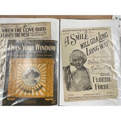 Three albums of Victorian and later sheet music covers to include Barney's Boarding House, Why is the Bacon so Tough, Shellin Peas, Tea for Two, The Chocolate Soldier and many other (quantity).Provenance: From the Estate of a Local private collector