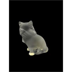 Lalique frosted glass seated model of 'Heggie Cat', engraved Lalique France to base, H8.5cm 