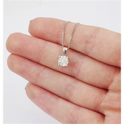18ct white gold single stone round brilliant cut diamond pendant necklace, stamped, diamond 1.00 carat, with World Gemological Institute report