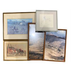 English School (19th century): Scottish Brig, watercolour signed together with a pencil sketch and seven prints (9)