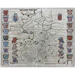 Johannes (Joan) Blaeu (Dutch 1596-1673): 'Cantabrigiensis Comitatus - Cambridge Shire', 17th century engraved map of Cambridgeshire with hand-colouring pub. Amsterdam c1662, French bookplate verso 42cm x 52cm